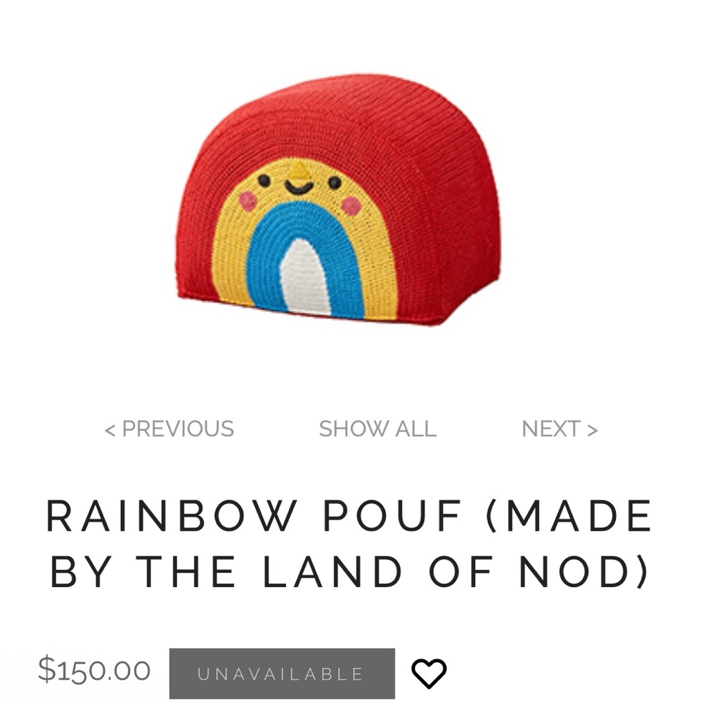 Land Of Nod Rainbow Pouf - Red and Multicolor
